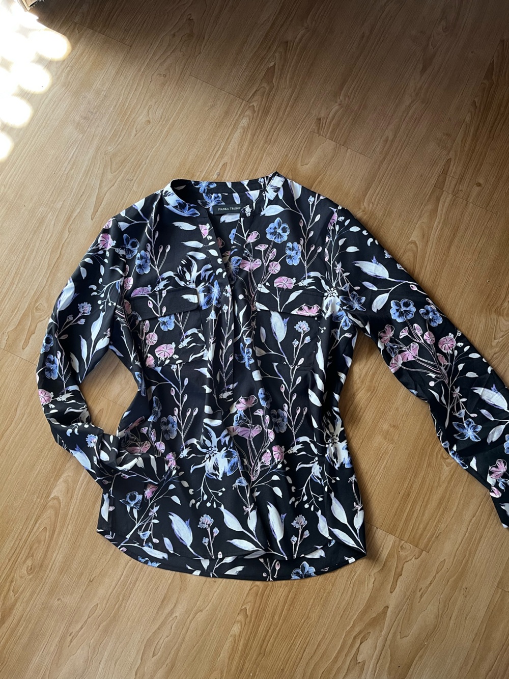 Floral Ivanka trump elbow length sleeve office wear preppy feminine top